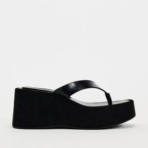 LEATHER FLATFORM WEDGE SANDALS